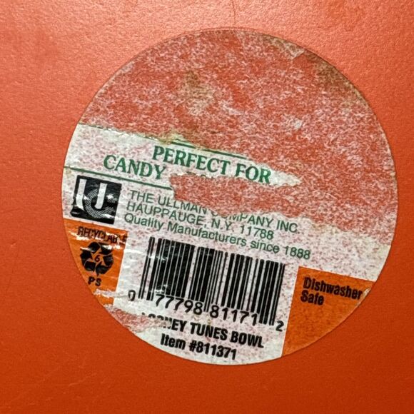 Vintage 1996 Looney Tunes Halloween Plastic Trick or Treat Candy Bowl Taz Tweety - Picture 5 of 5